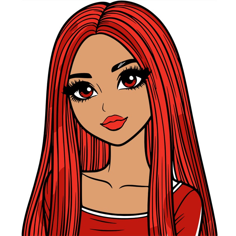 realistic girl with straight and long hair