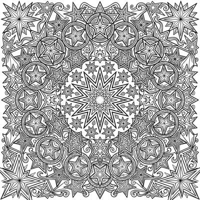 Dive into a universe of patterns with this captivating star geometric mandala coloring page. Its intricate design, filled with various star shapes, promises hours of relaxing creative enjoyment for all skill levels.