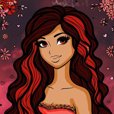 pretty woman with long wavy hair