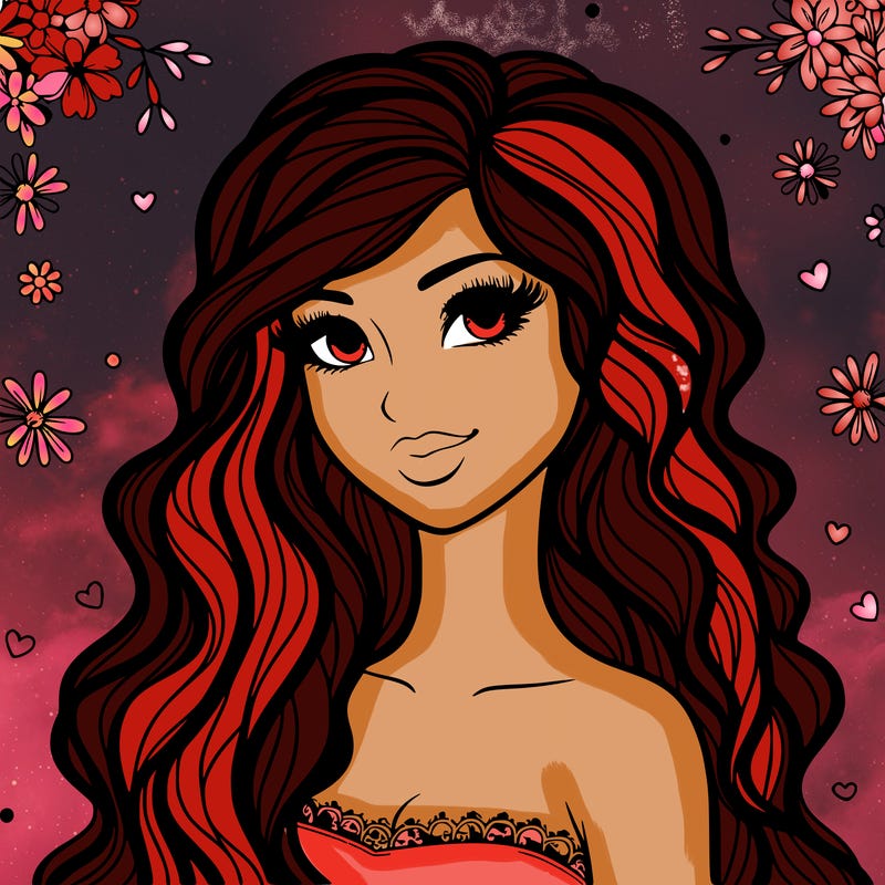 pretty woman with long wavy hair