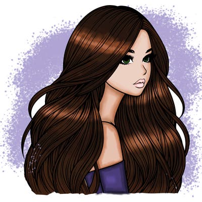 realistic girl with long realistic hair