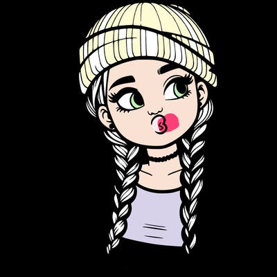 realistic teenage girl with braids and a beanie and crop top doing 🫶🏼
