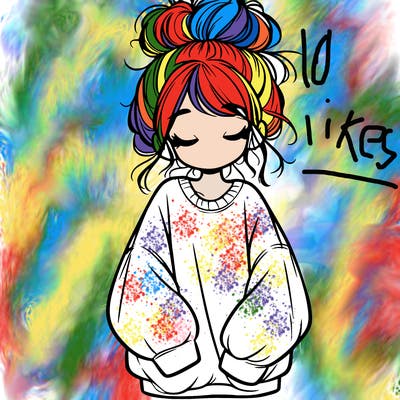 girl with baggy sweatshirt and messy bun