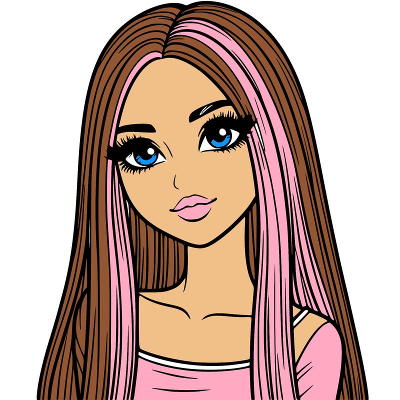 realistic girl with straight and long hair