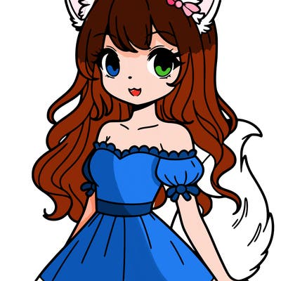 girl with fox ears and tail
