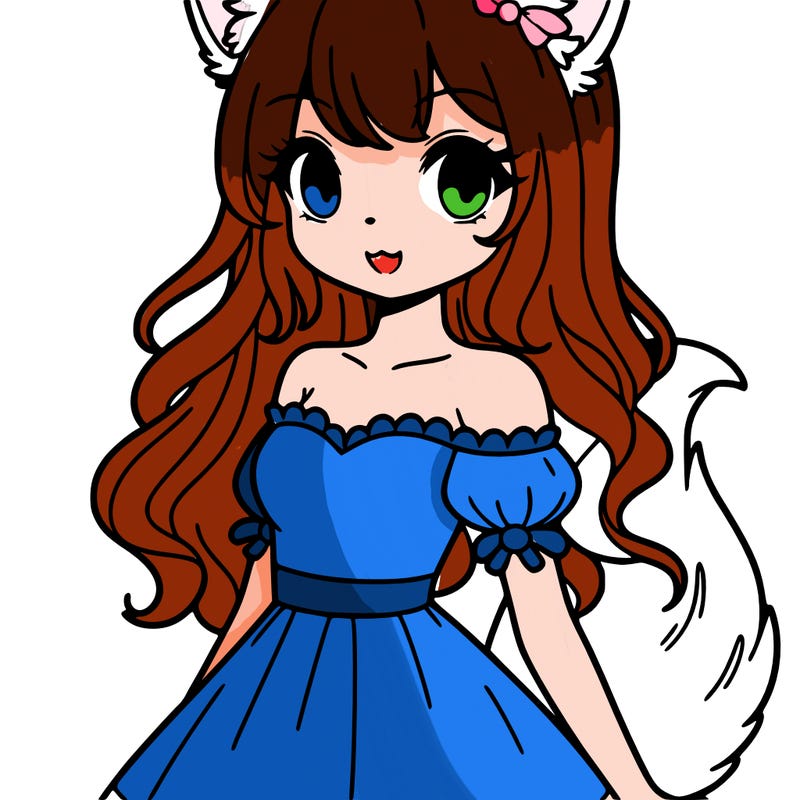 girl with fox ears and tail