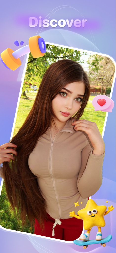 Canvio:Live Video,Chat Fun - A woman in fitness attire featured on the discover page of the Canvio social fitness app.