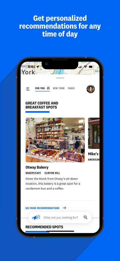 The Infatuation - The Infatuation app screen showing personalized coffee and breakfast spot recommendations in New York