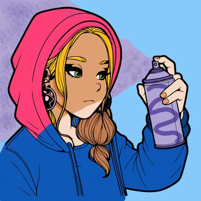 a realistic girl, spray painting
