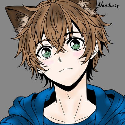 realistic anime cat boy
