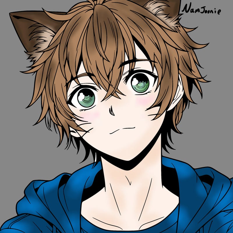 realistic anime cat boy