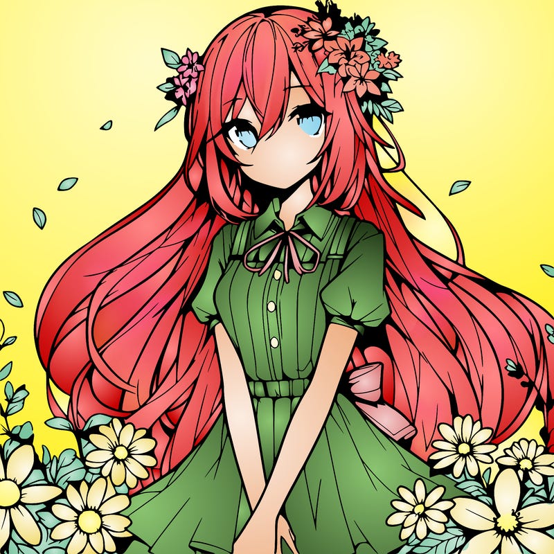 anime girl with flowers