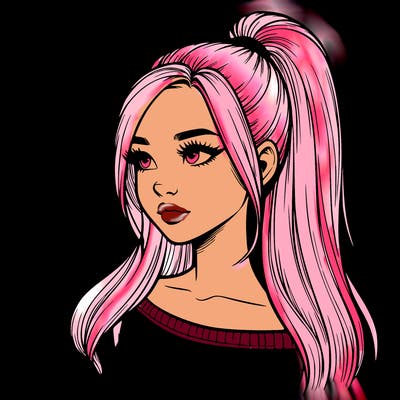 realistic girl with a high ponytail