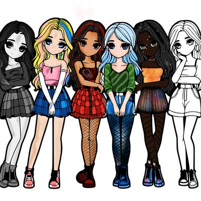 a group of girls realistic