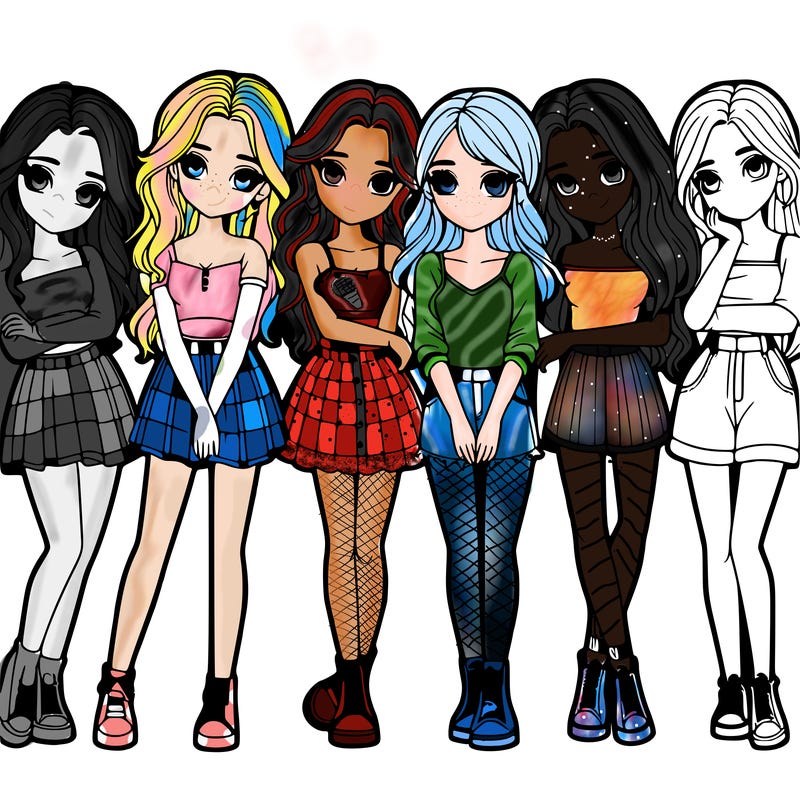 a group of girls realistic