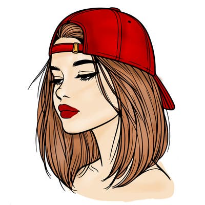 realistic  girl with a backwards hat