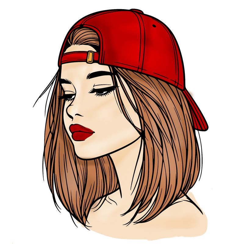 realistic  girl with a backwards hat