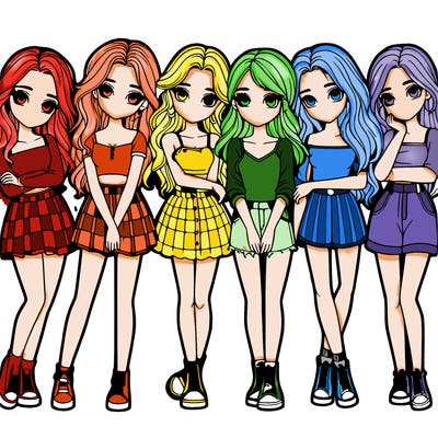 a group of girls realistic