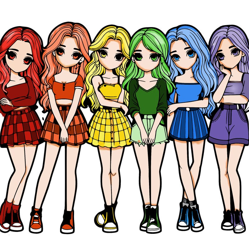 a group of girls realistic