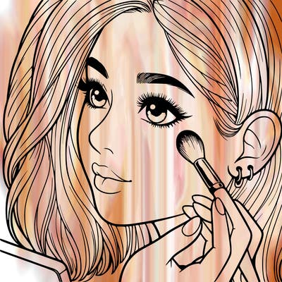 a realistic girl doing her makeup