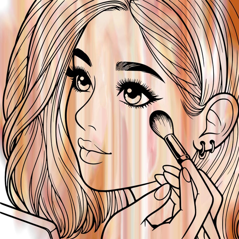 a realistic girl doing her makeup