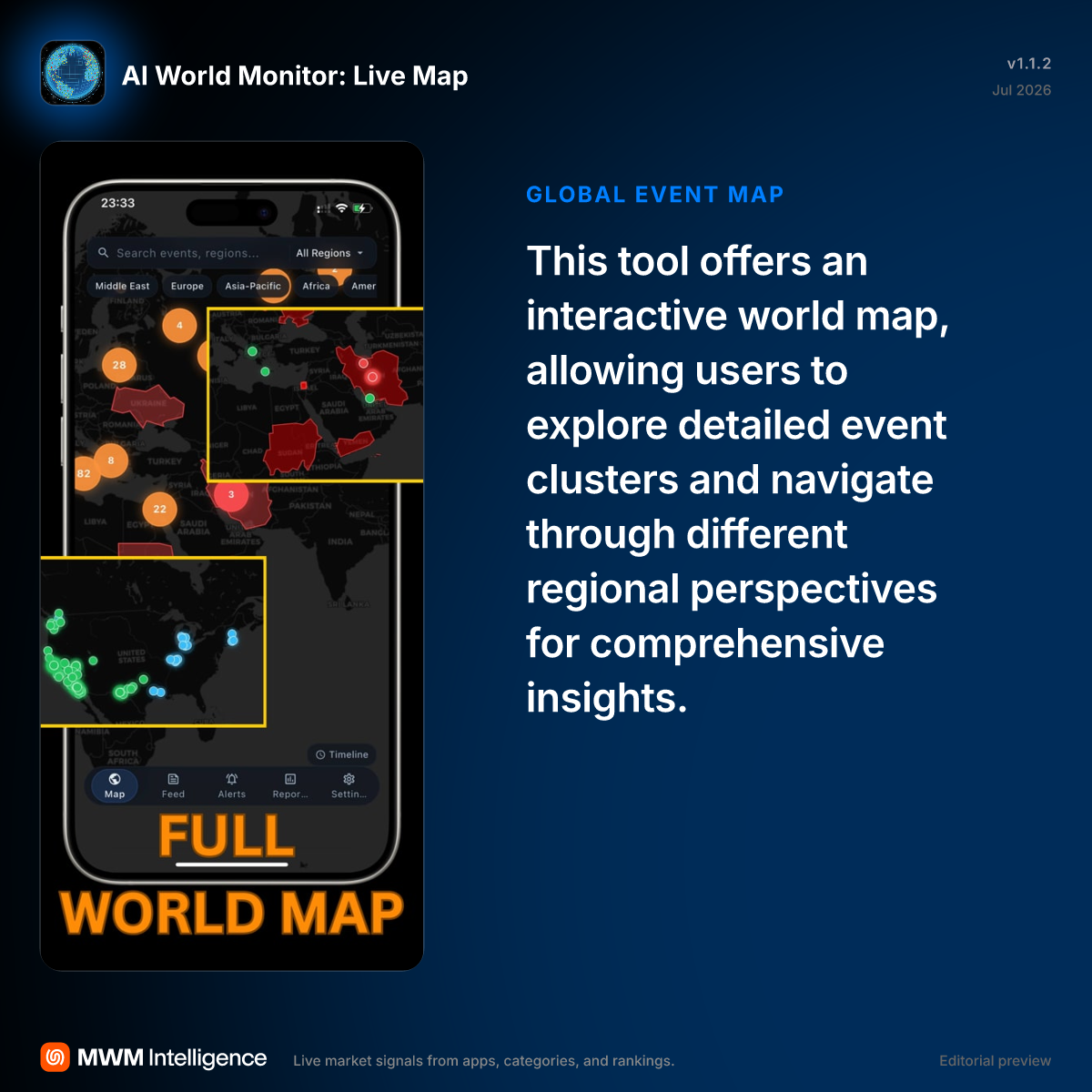 AI World Monitor: Live Map - News App | MWM