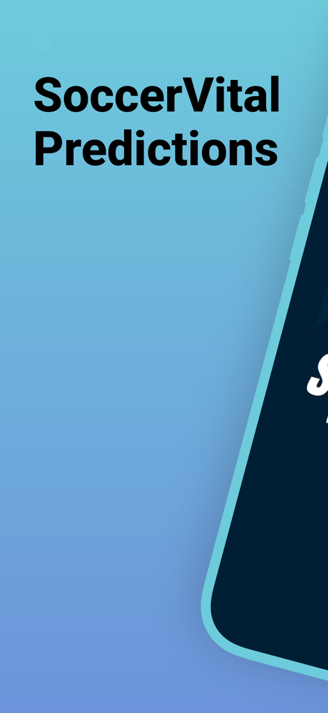 SoccerVital - SoccerVital app predictions screen with a blue background