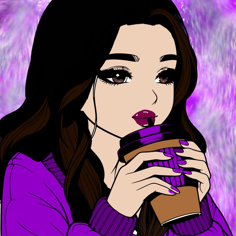 realistic girl drinking coffee
