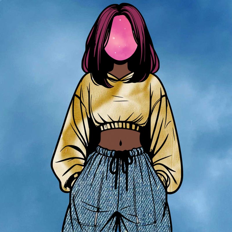 realistic girl faceless with baggy pants and a crop top