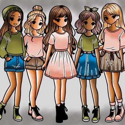 a group of five girls