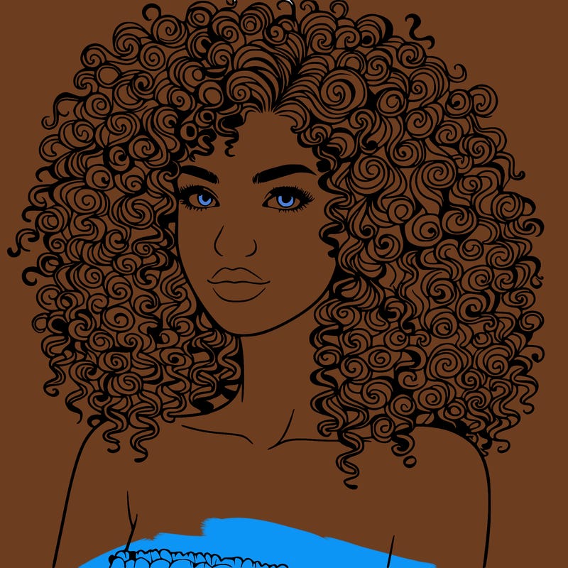 realistic woman with very curly hair