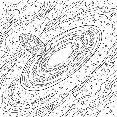 Dive into the vastness of space with this intricate coloring page featuring stunning elliptical galaxies. Designed specifically for teens, this cosmic artwork offers a detailed and engaging coloring challenge.