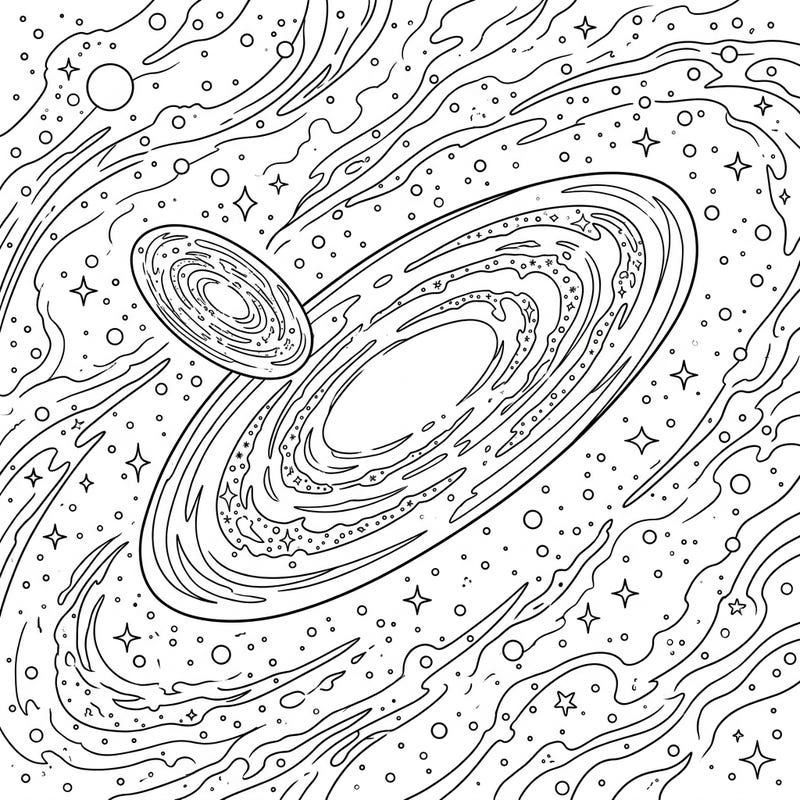 Dive into the vastness of space with this intricate coloring page featuring stunning elliptical galaxies. Designed specifically for teens, this cosmic artwork offers a detailed and engaging coloring challenge.