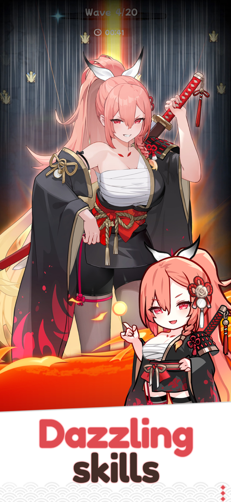 Pink haired anime cat ninja character showcasing dazzling skills in the game Ninja Defenders Cat Shinobi