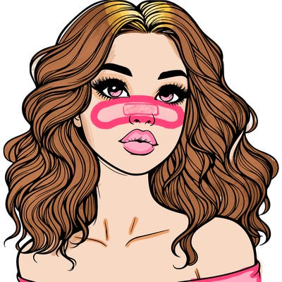 realistic girl with wavy hair and lips
