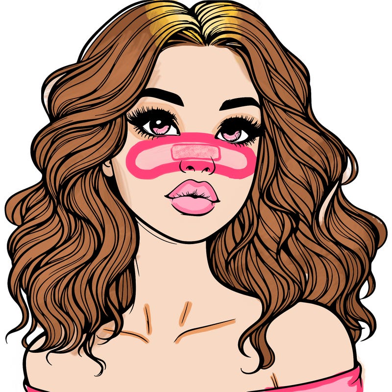 realistic girl with wavy hair and lips