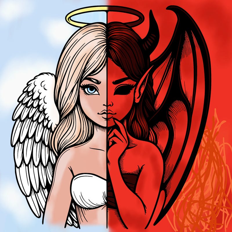 realistic angel half demon