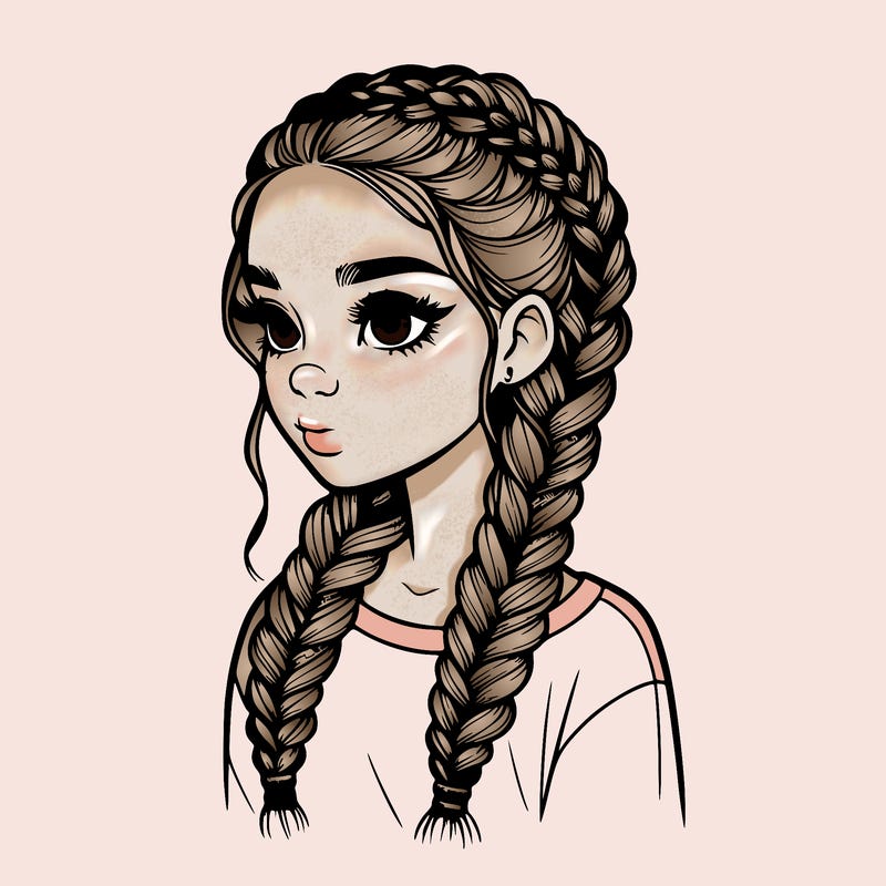 realistic girl with braids