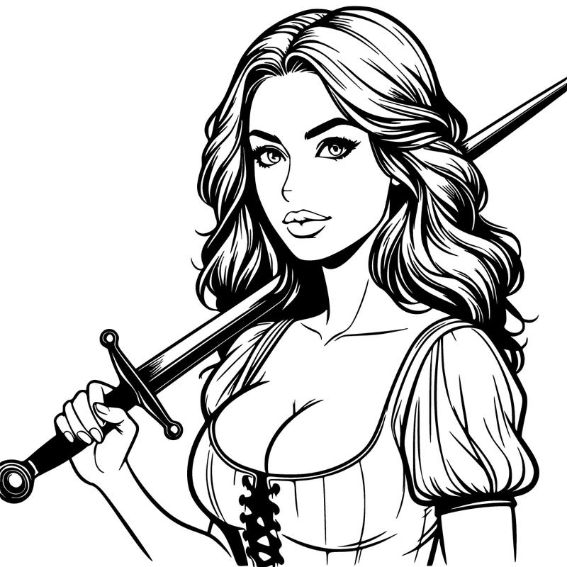 realistic woman with a sword