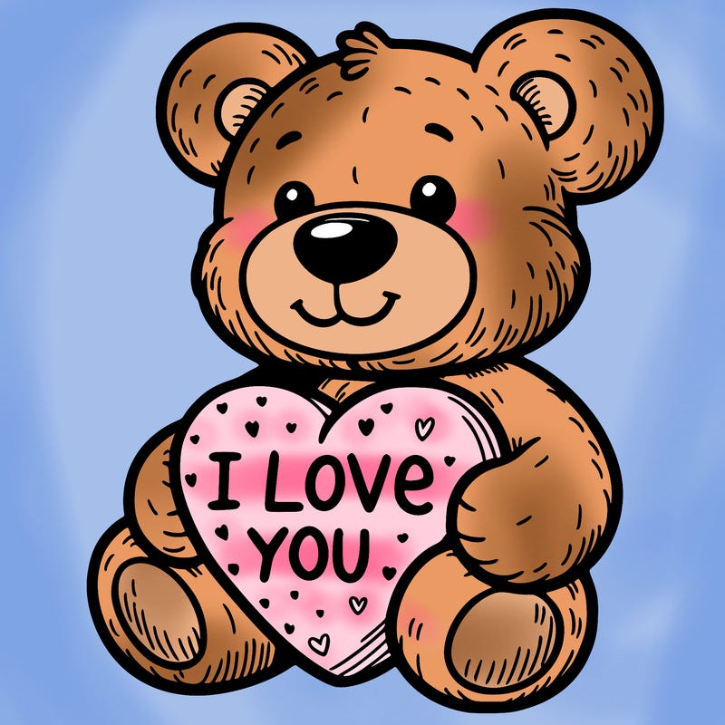 teddy bear holding an i love you heart