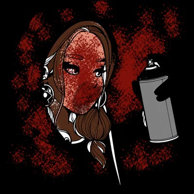 a realistic girl, spray painting