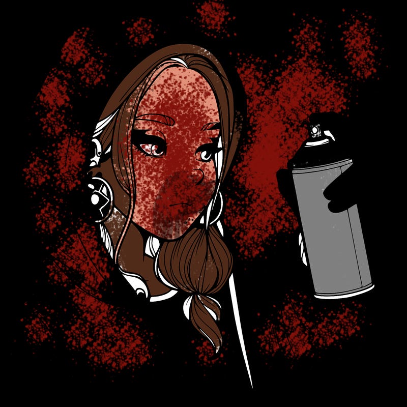 a realistic girl, spray painting