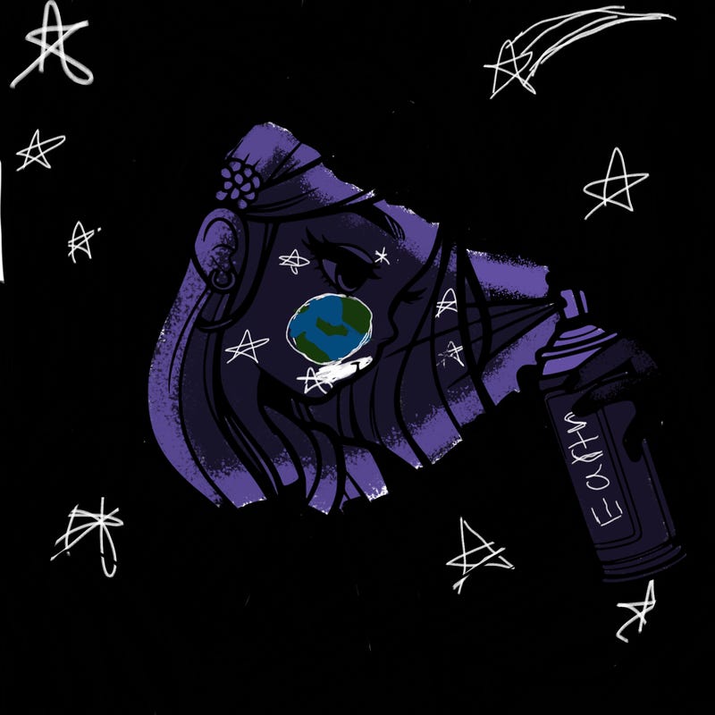 a realistic girl spray painting