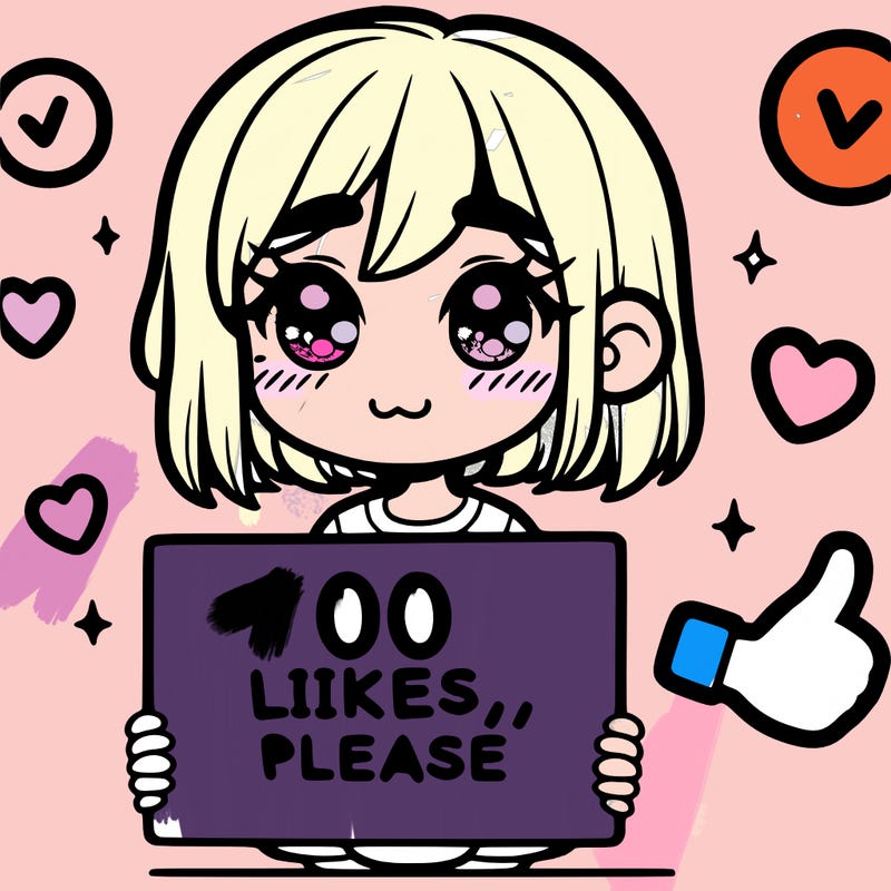 a girl with a sign saying 100 likes, please
