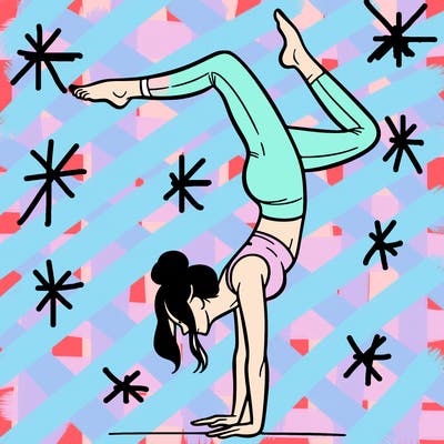 a woman doing a handstand