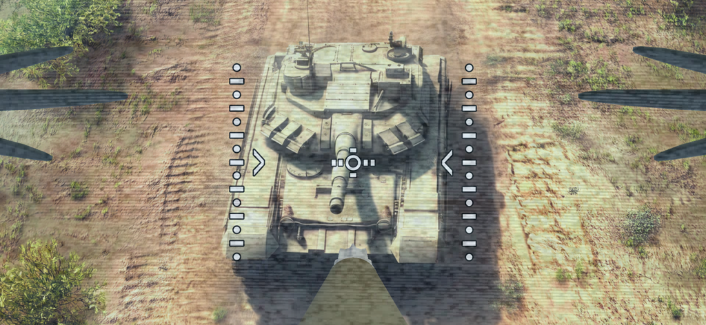 Vista in prima persona da un drone da combattimento che prende di mira un carro armato pesante su una strada sterrata