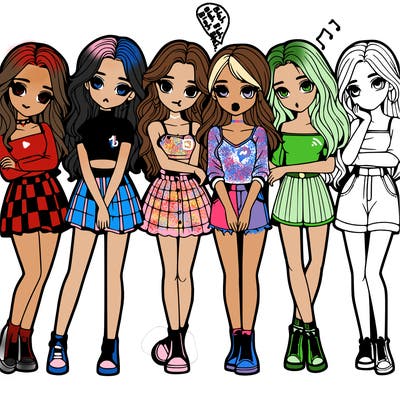 a group of girls realistic