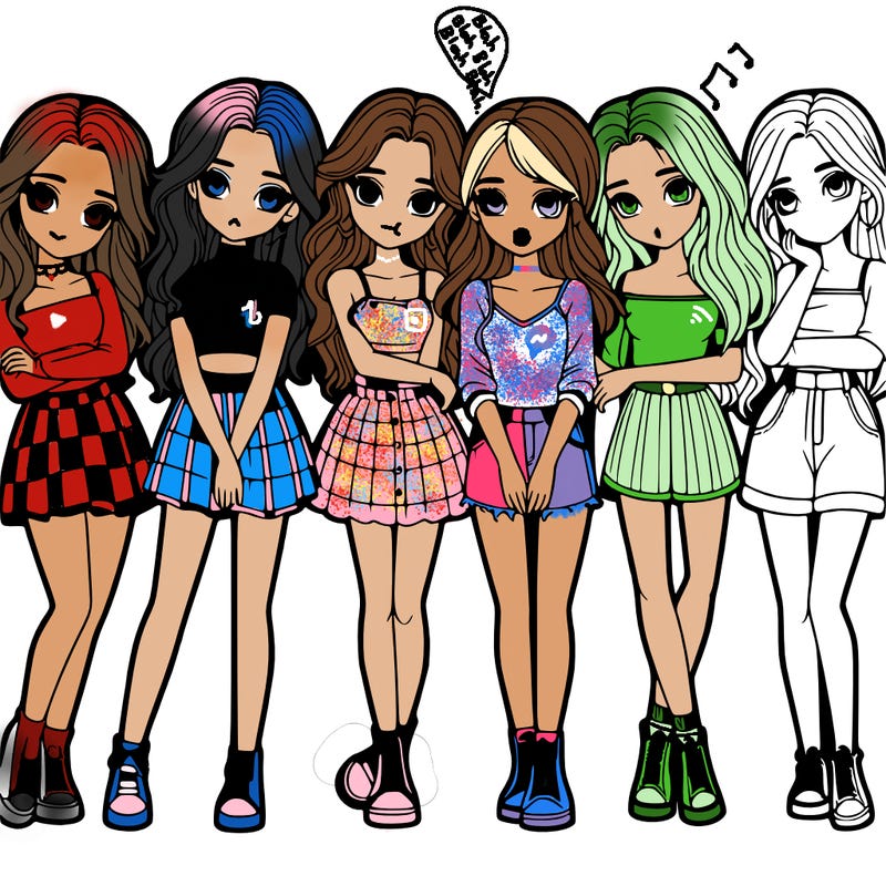 a group of girls realistic