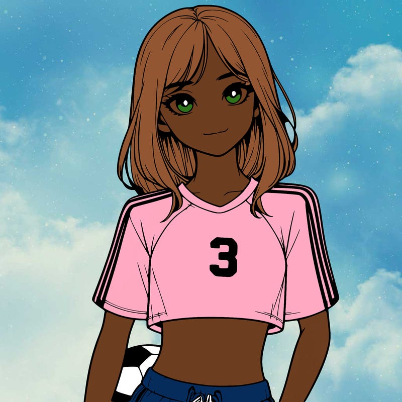 realistic girl wearing soccer jersey