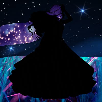 realistic woman with dress flowing in the wind